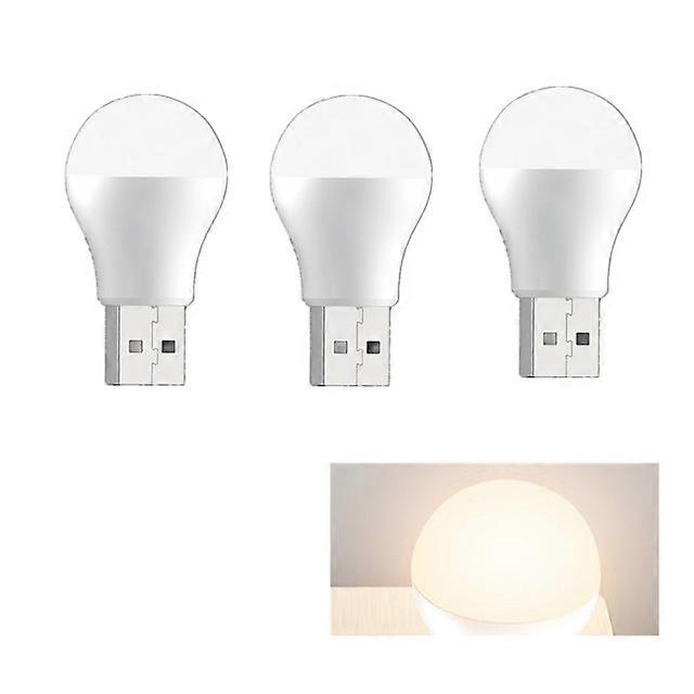3PCS USB Plug Lamp Computer Mobile Power Charging USB Small Book Lamps LED Eye Protection Reading Light Small Round Light Night Light