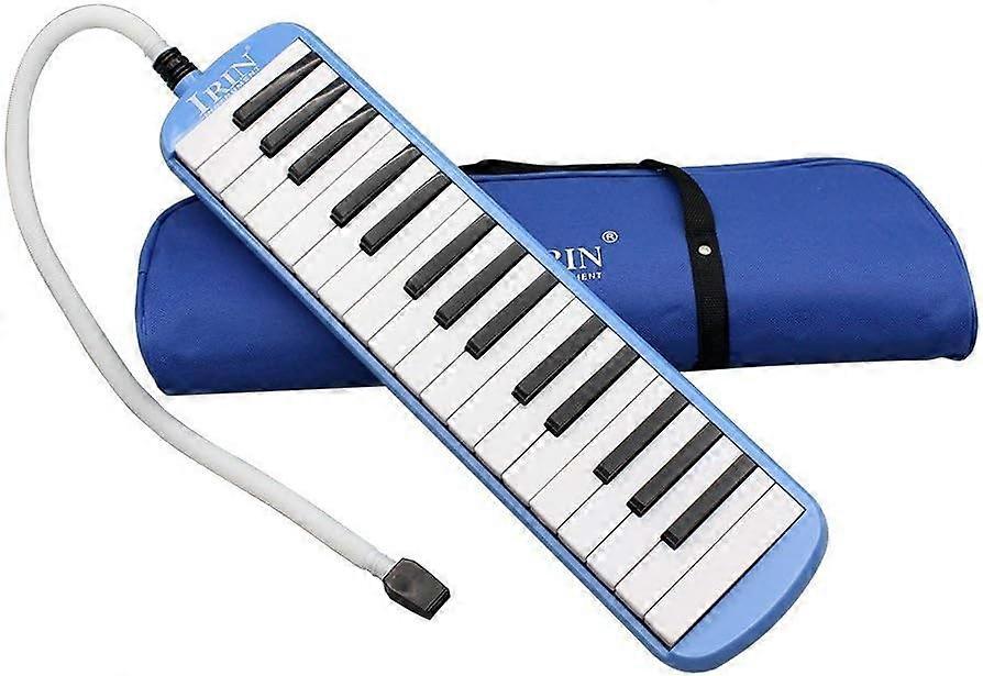 32 Key Melodica Instrument with Mouthpiece Air Piano Keyboard (Blue)