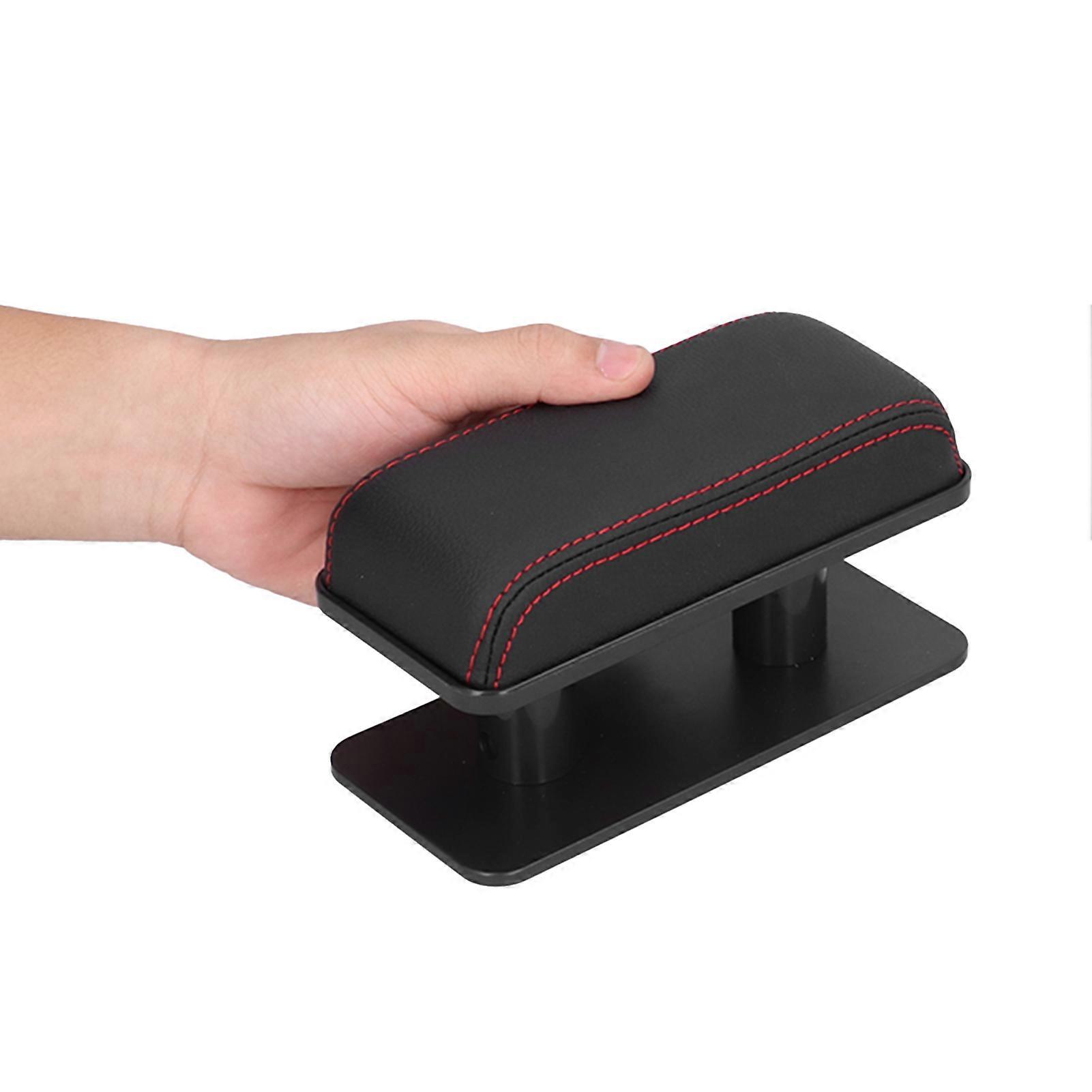 Car Adjustable Armrest Left Elbow Support Bracket Pad AntiFatigue AntiSlip Automobile Inside Modification(Black  Red Edge )
