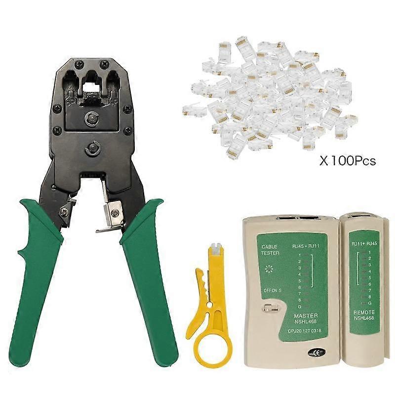 4Pcsset RJ45 RJ11 RJ12 CAT5 CAT5e Portable LAN Network Repair Tool Kit Utp network cable tester Plier Three net clamp tool