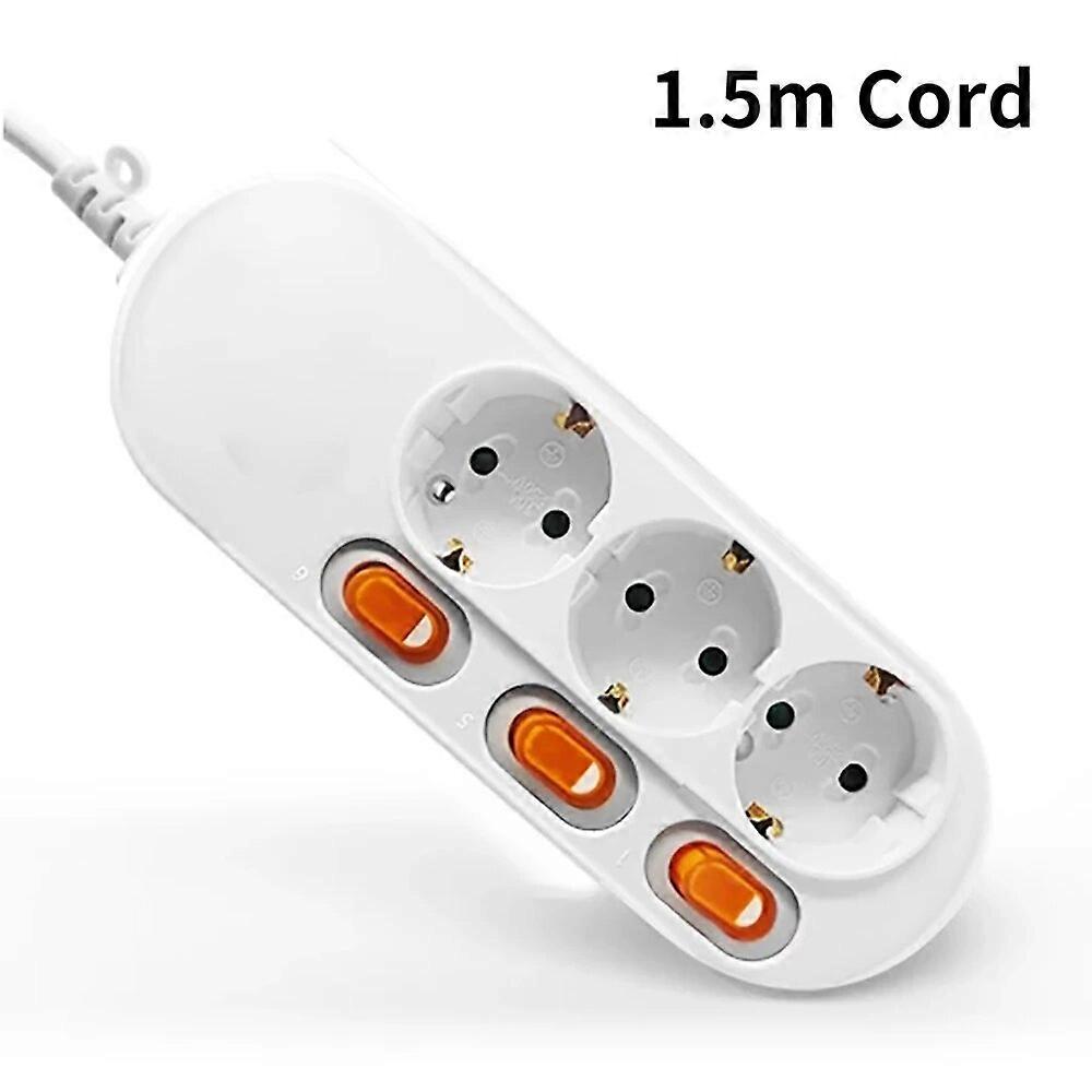 Power Strip Surge Protection EU Plug 3/5/6 Way Outlets 16A Electrical Extension Sockets Independent Control Switches 1.5/2m Cord