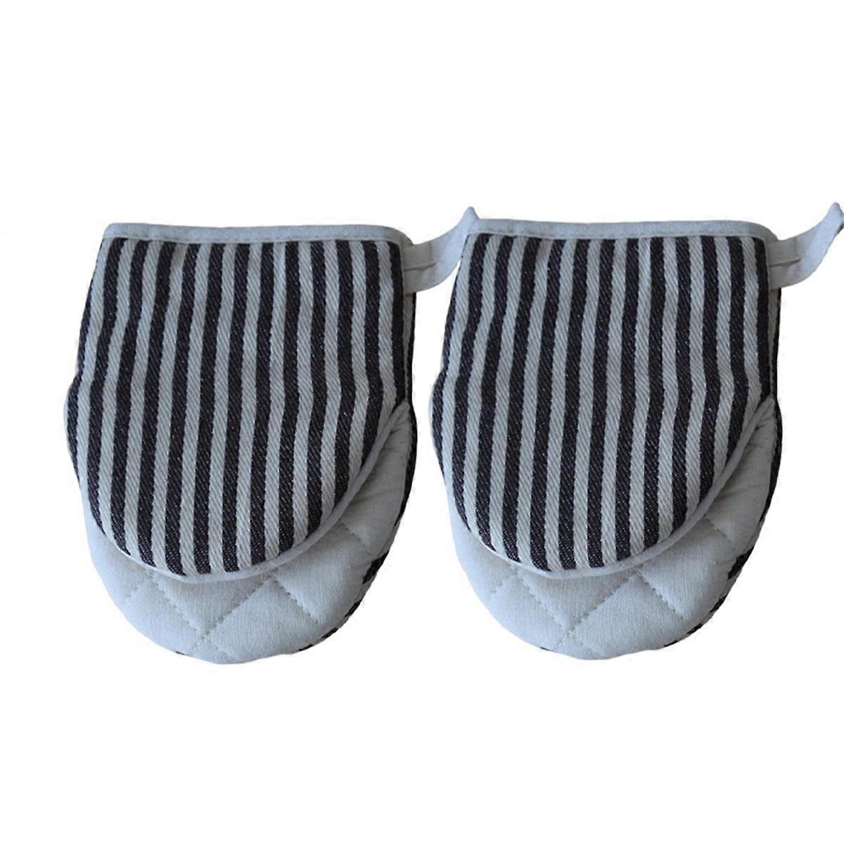 Striped Pattern Duck-Bill Microwave Oven Gloves for Baking,Insulation Gloves,Oven Mit,Brown