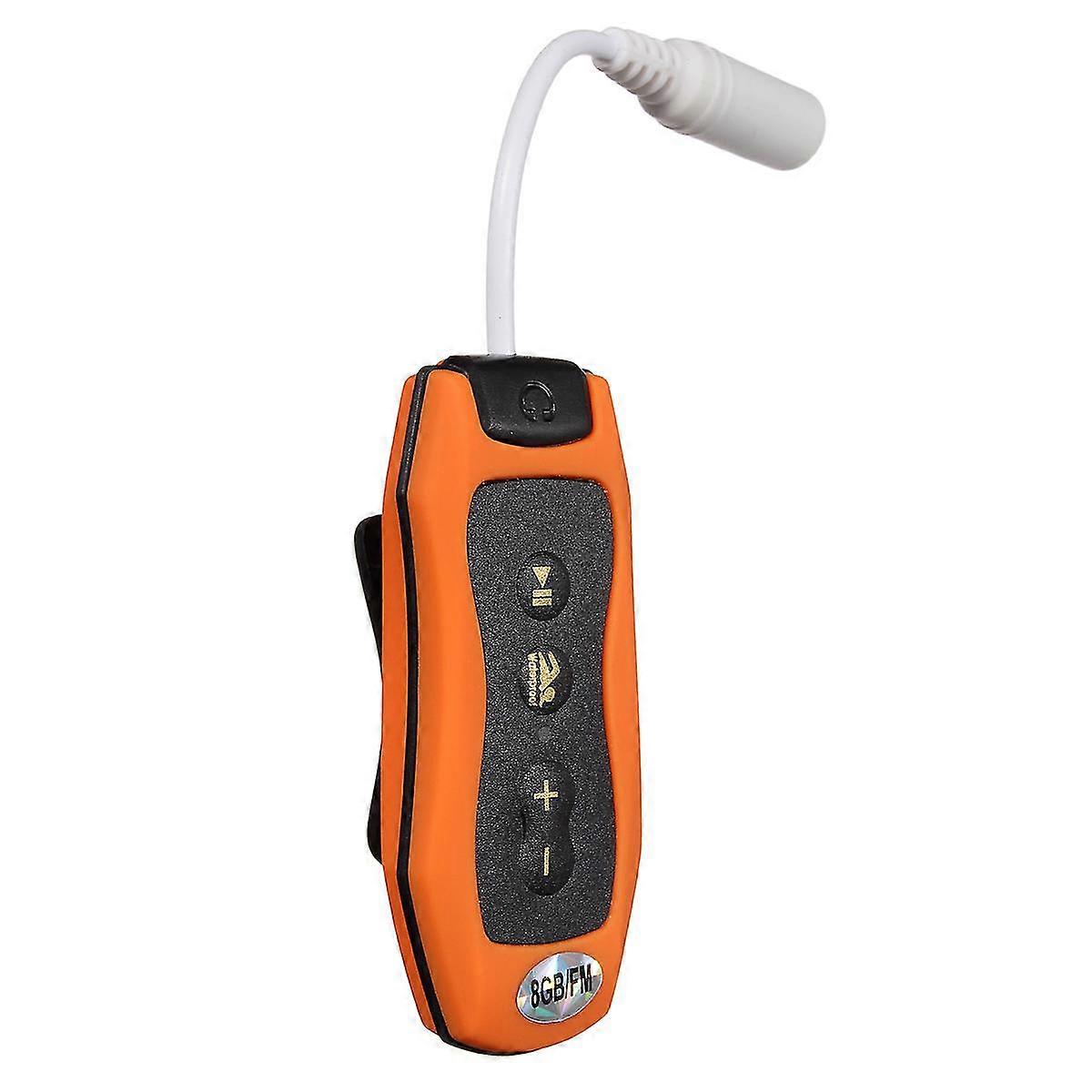 8gb Mp3 Player κολύμβηση υποβρύχια κατάδυση Spa + Fm ραδιόφωνο αδιάβροχα ακουστικά πορτοκαλί