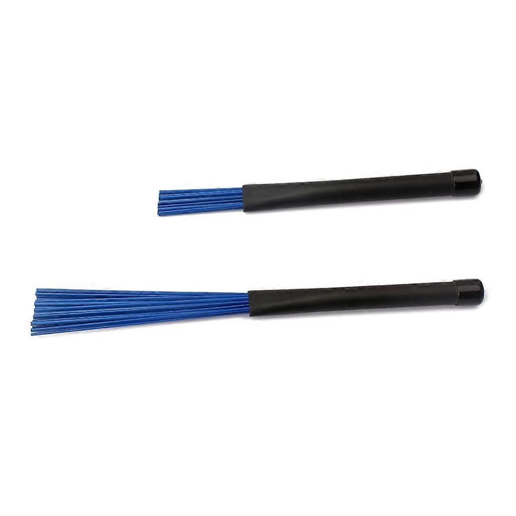 1 Pair Telescopic Percussion Professional Wire Brushes Drumsticks Stick Blue