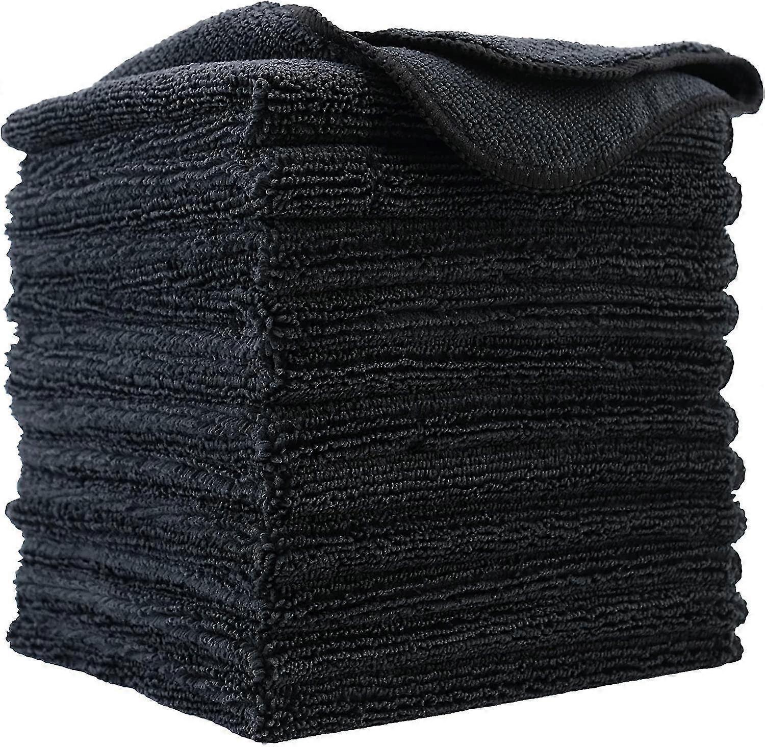 Premium Microfiber Cleaning Cloth, 30 X 30 Cm(12 Pack) (black)
