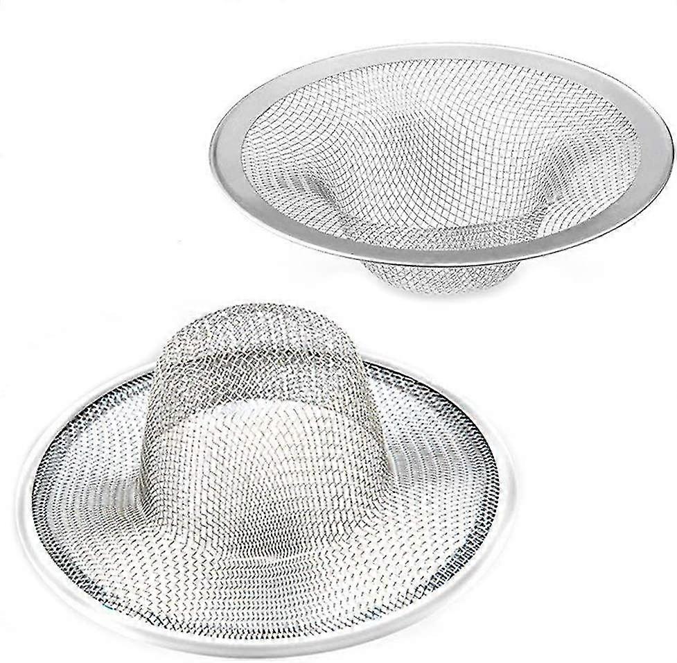 2 Pcs Heavy Duty Stainless Steel Slop Basket Filter Trap, 4.41" Top / 2.44" Mesh Metal Sink Strainer, Perfect For Kitchen Sink/bat