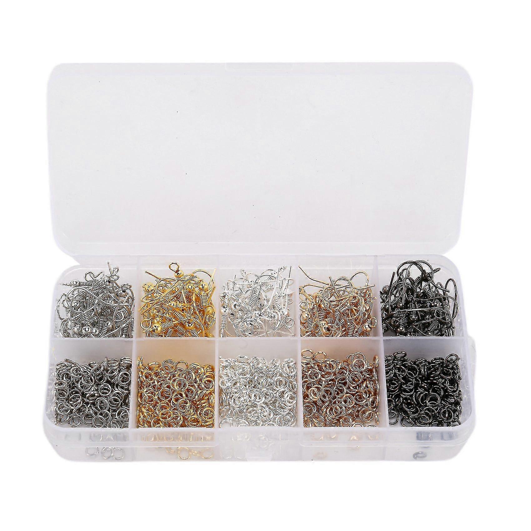 1150pcs 5 Colors Open Jump Rings Earring Hooks Findings Supplies Kit