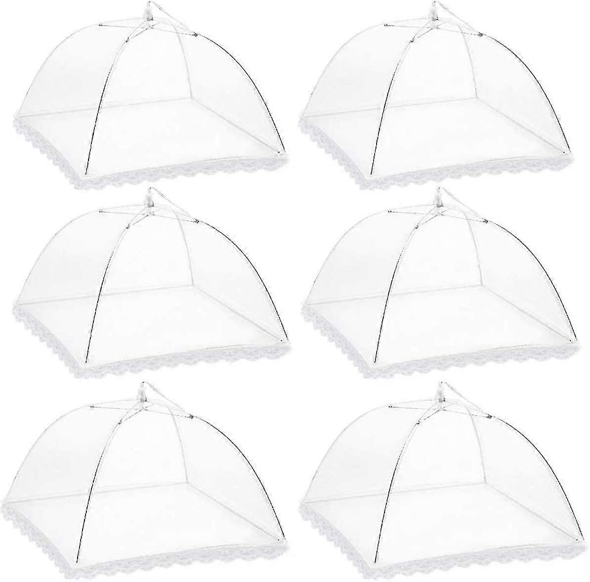 6pcs Collapsible Food Cloche Fly Repellent Mesh Food Cover Folding Tent Umbrella Insect Repellent Mosquito Repellent Protection For Bbq Picnic Food