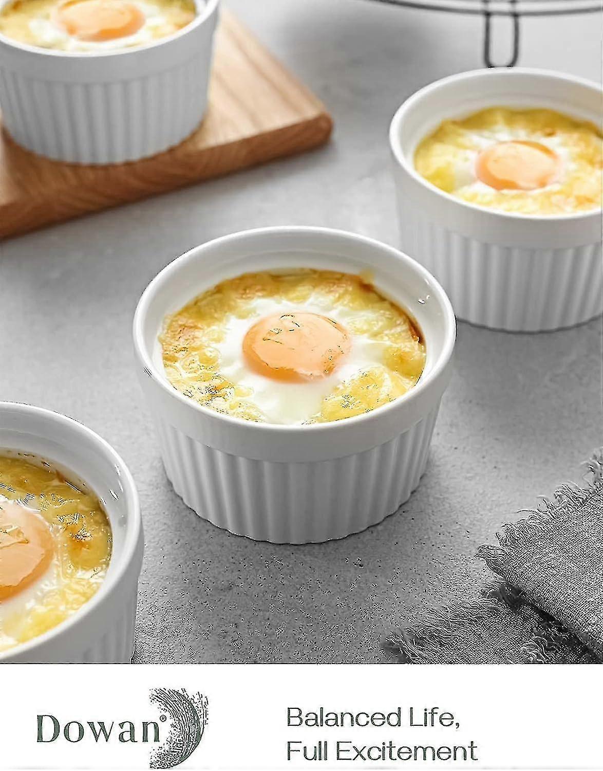 PLATEYTR Pirottini Per Souffl&eacute; In Porcellana - Set Di 2 Bianchi Per Forno E Microonde