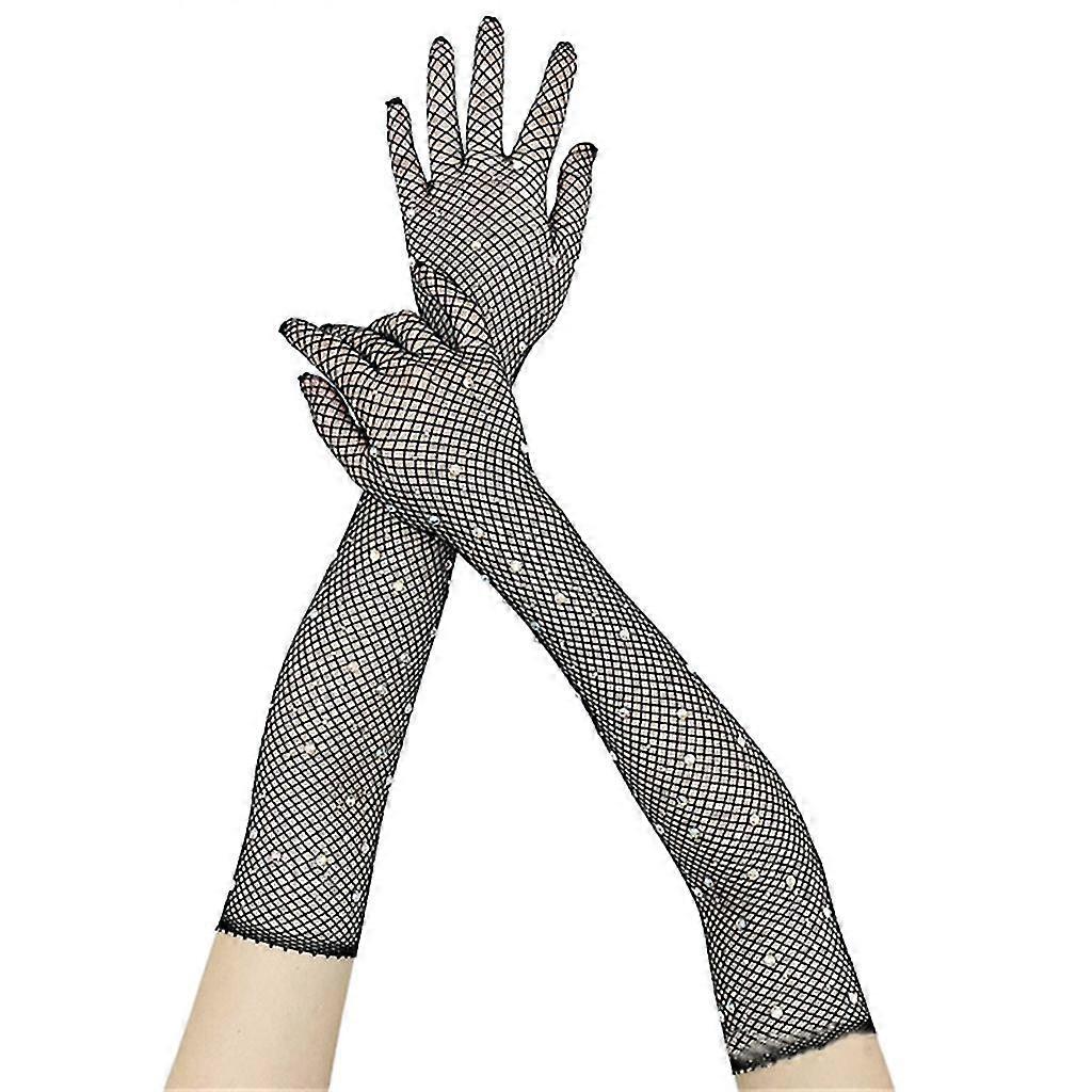 Mesh lange Handschuhe Netze lange Handschuhe Frauen Strasssteine lange Handschuhe Tanzhandschuhe