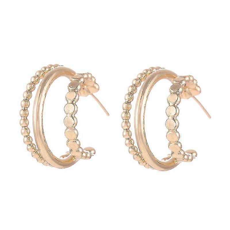 S925 Silver Needle Three-layer Smooth Alloy Cold Wind C-shaped Earrings