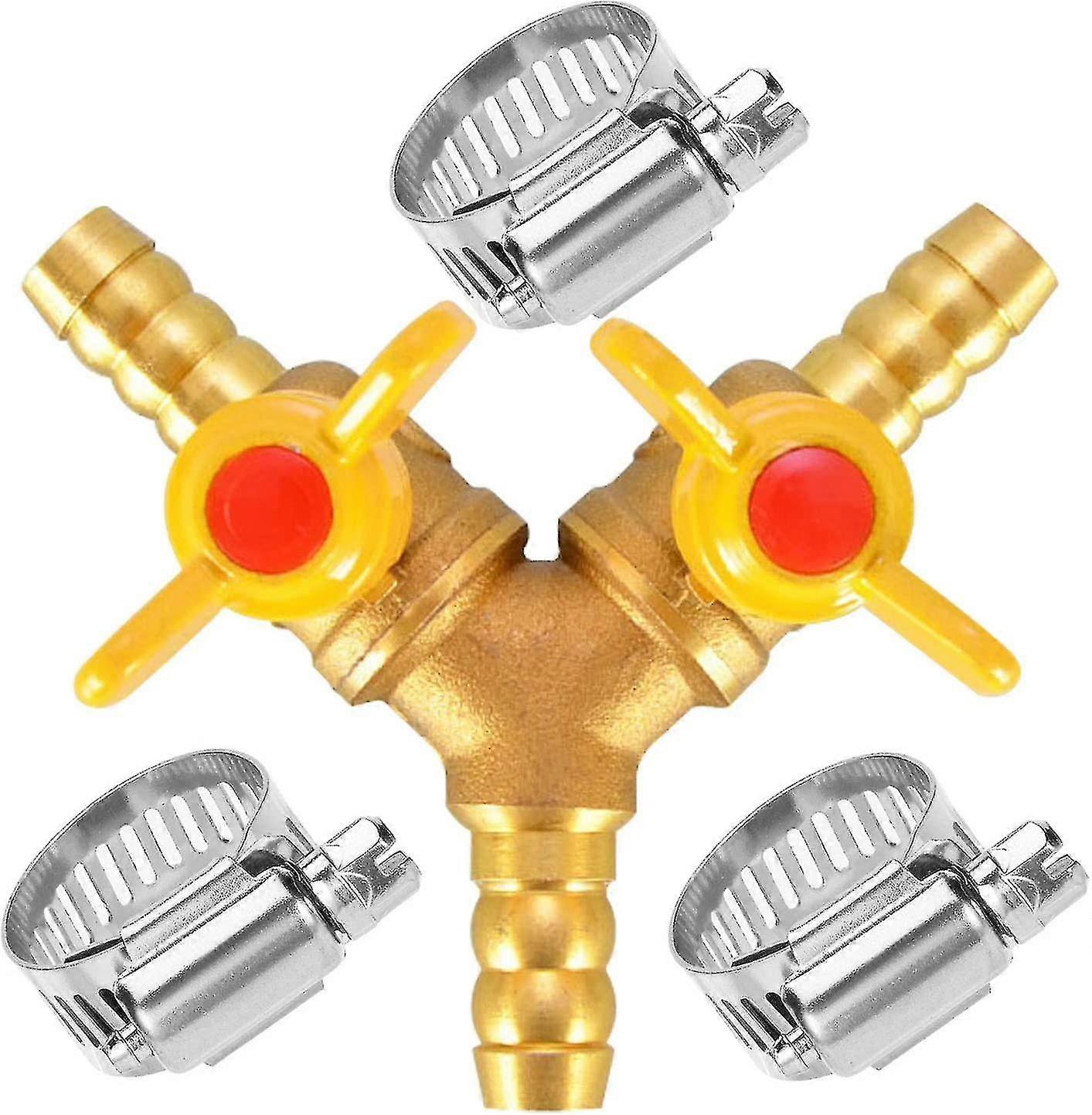 خرطوم بارب الكرة صمام 3/8 "(10mm) النحاس المناسب Y على شكل 2 التبديل 3 طريقة موصل ثقيل 10mm (3/8 ") - Sfygv