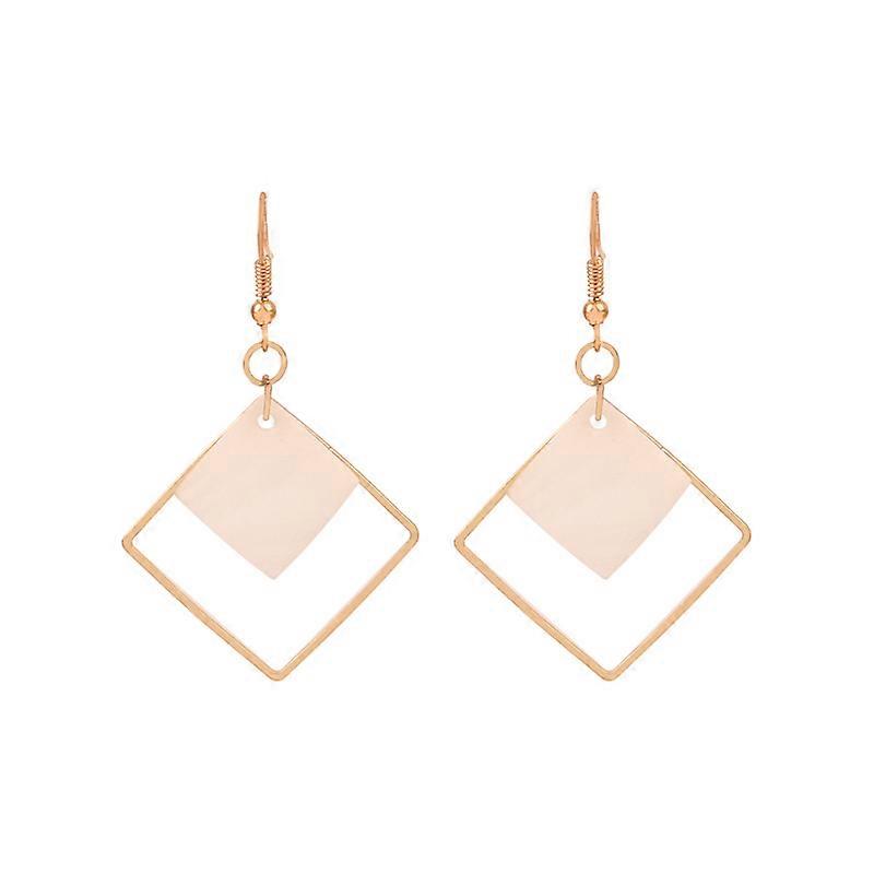 Plated Square White Shell Drop Earrings