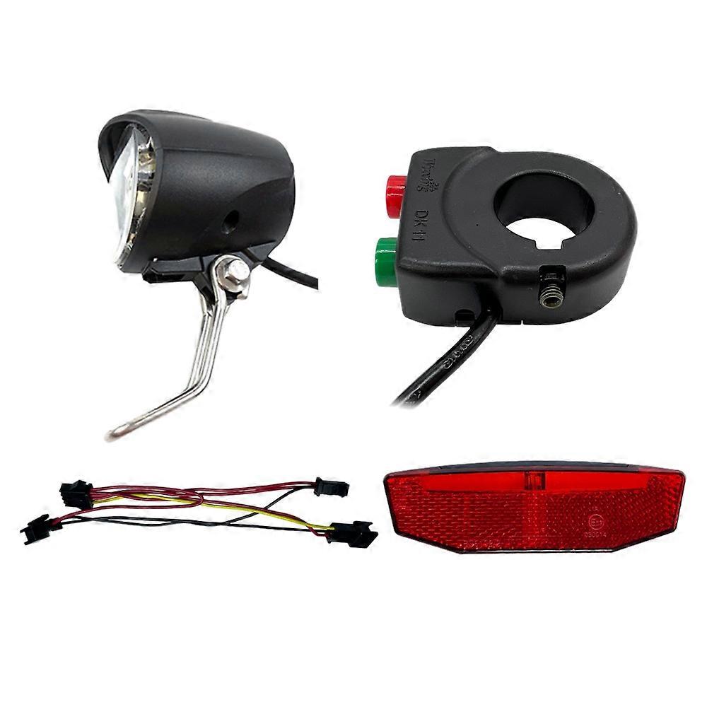 Electric Bicycle Front Rear Light Set 12-72V Ebike Headlight Tail Light Connection Wires Kit Cyclin