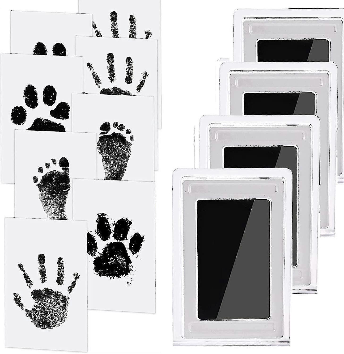 Baby Handprint And Footprint Kit, 4 Baby Handprint Ink Pads With Clean-touch