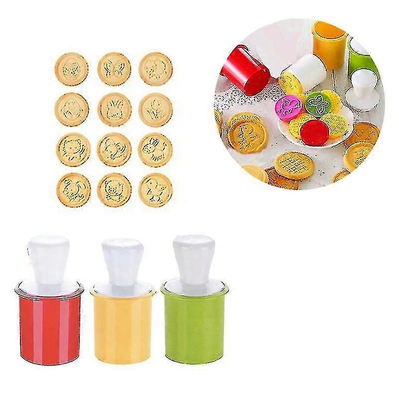 6pcs DIY Cookie Stamp Mold Embossing Mold Cookie 3D Cutter Cake Tool Kitchen yellow