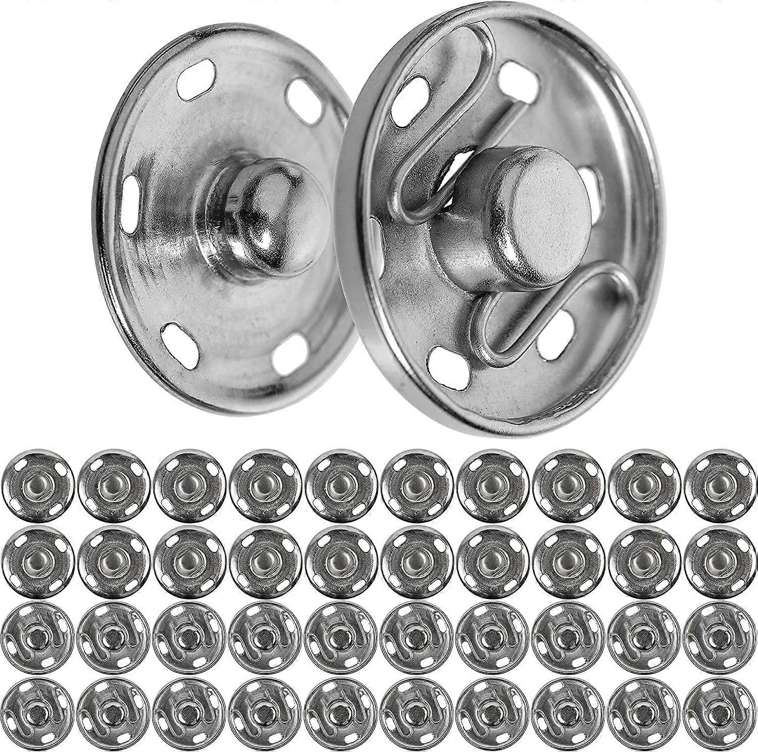 Sewing press studs, 12 mm, 20 pairs in silver, Clasps for clothing and textiles, Stainless metal spring clip, DIY accessories, Buttons for clothing r