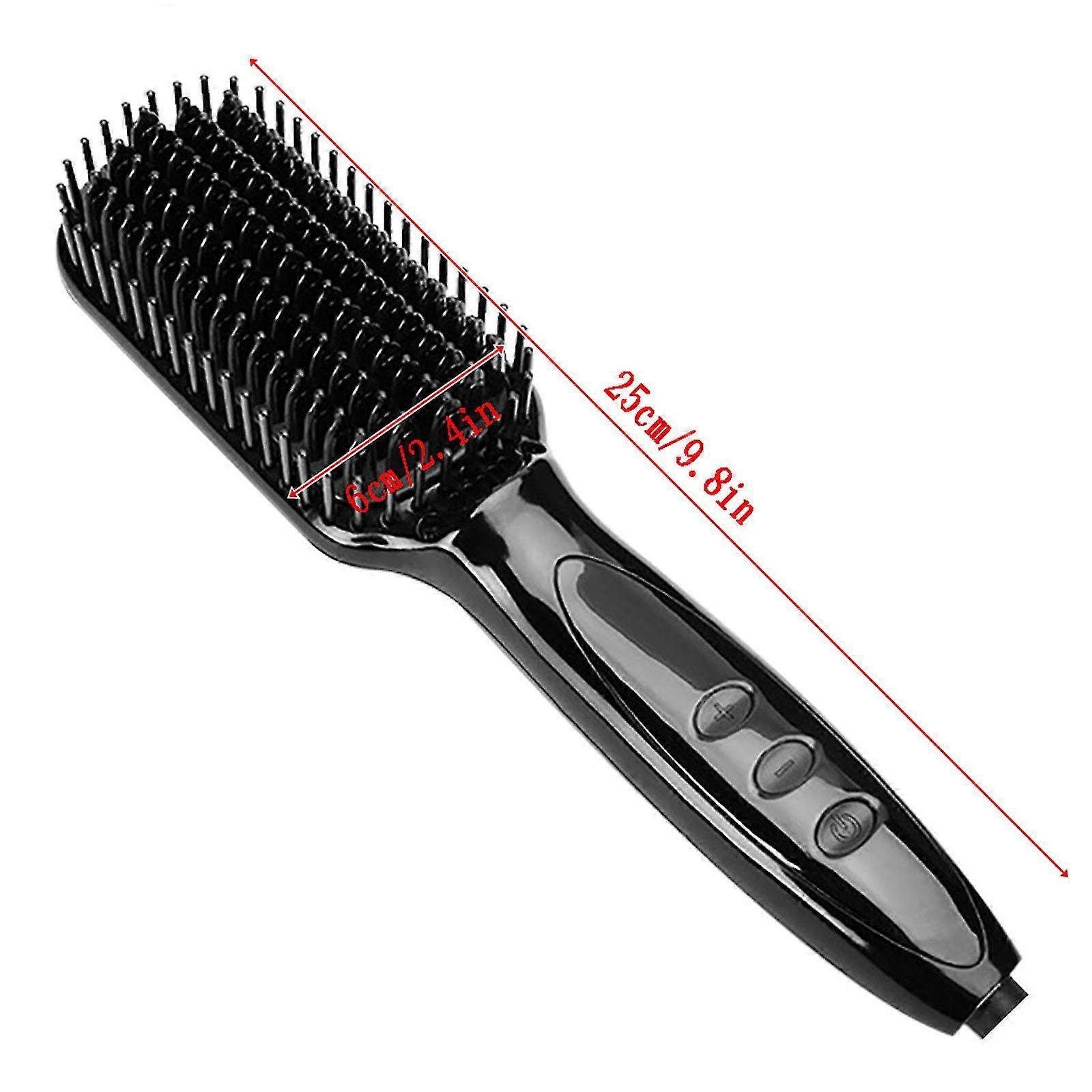 Hair Straightener Brush Professional Ionic Beard Straightening Comb Fast Heated & Anti-Scald 3-in-1 Styling Brush For Home Use (Black) Zekai