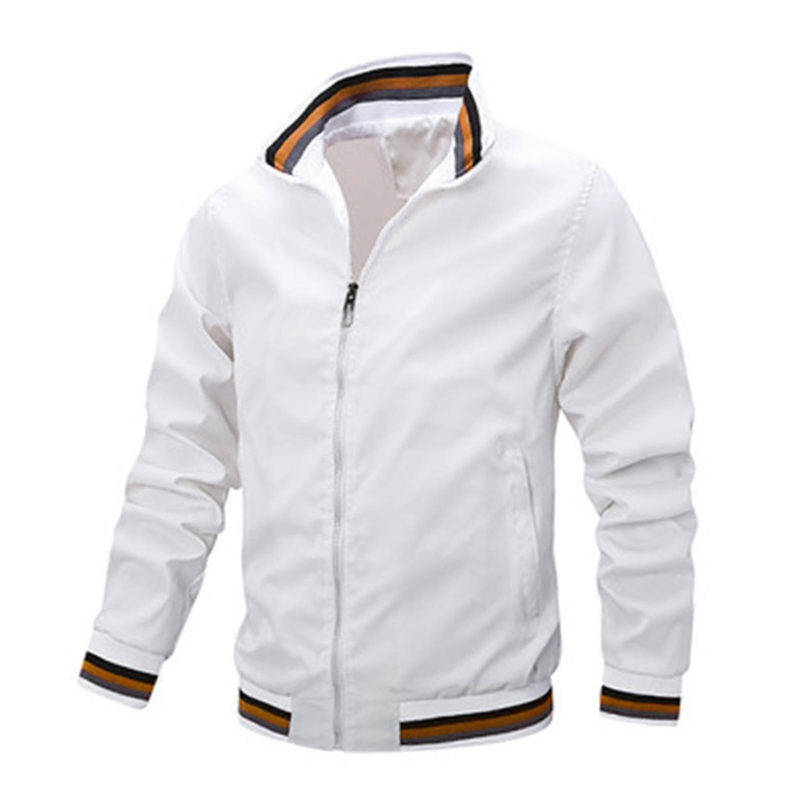 Bomber Jacket For Men Lightweight Windbreaker Spring Fall Full Zip Active Coat Standing Collar