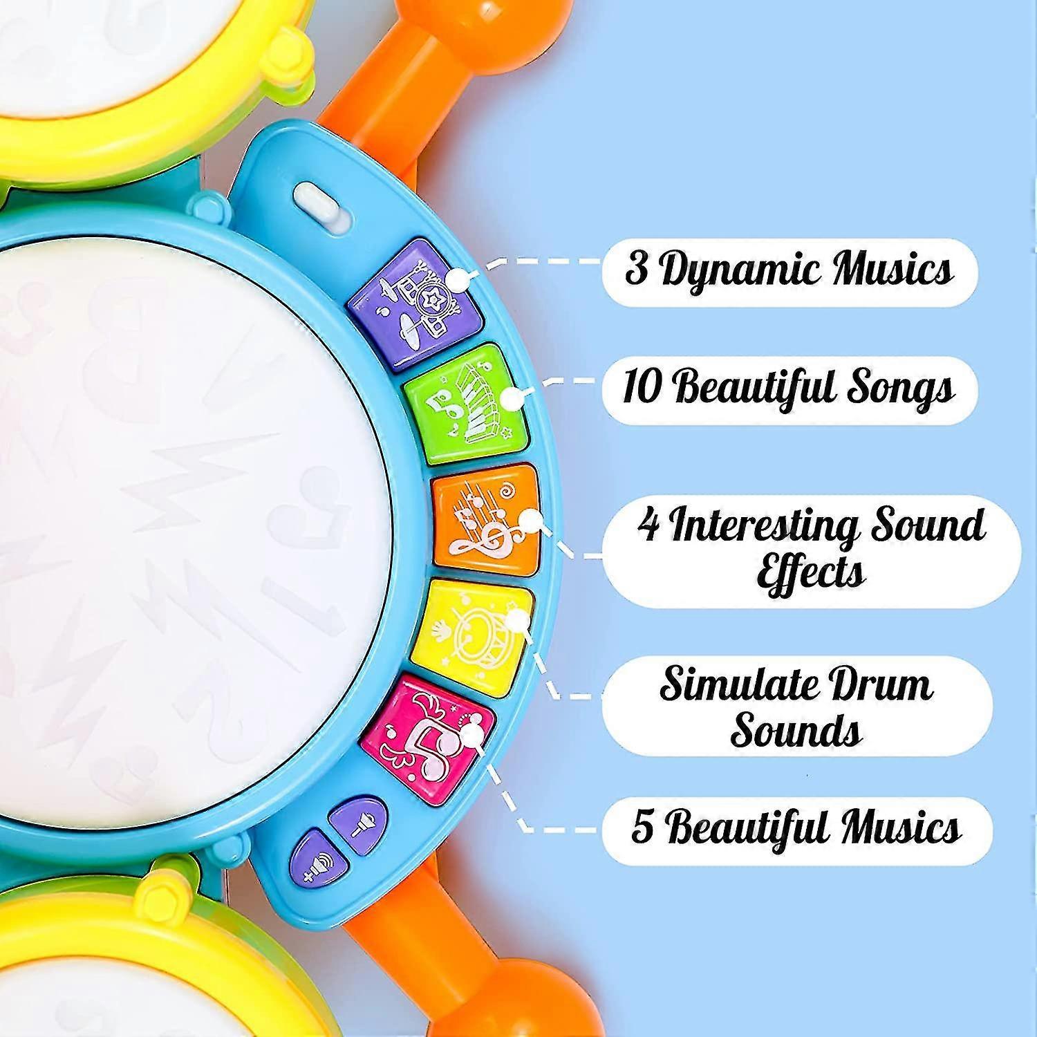 fong drum set toddler toys musical instruments for toddlers 1-3 year old,kids drum set with 2 drum sticks microphone