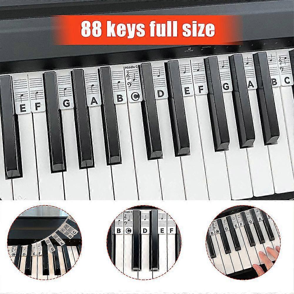Silicone 88 Keys Piano Note Stickers - Removable & Reusable