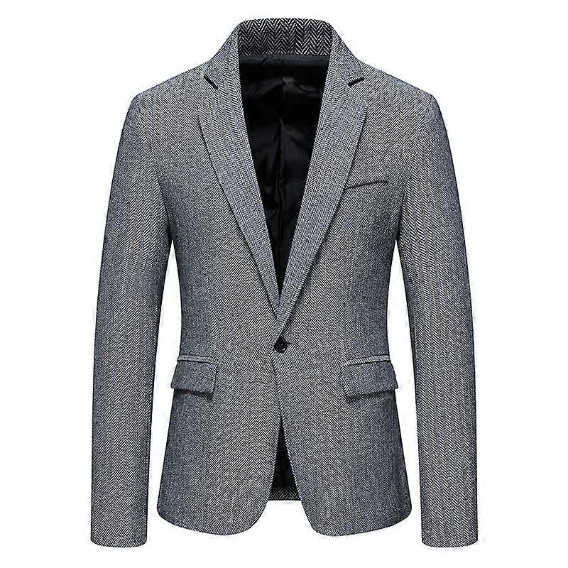 Mens One Button Slim Business Suit Jacket