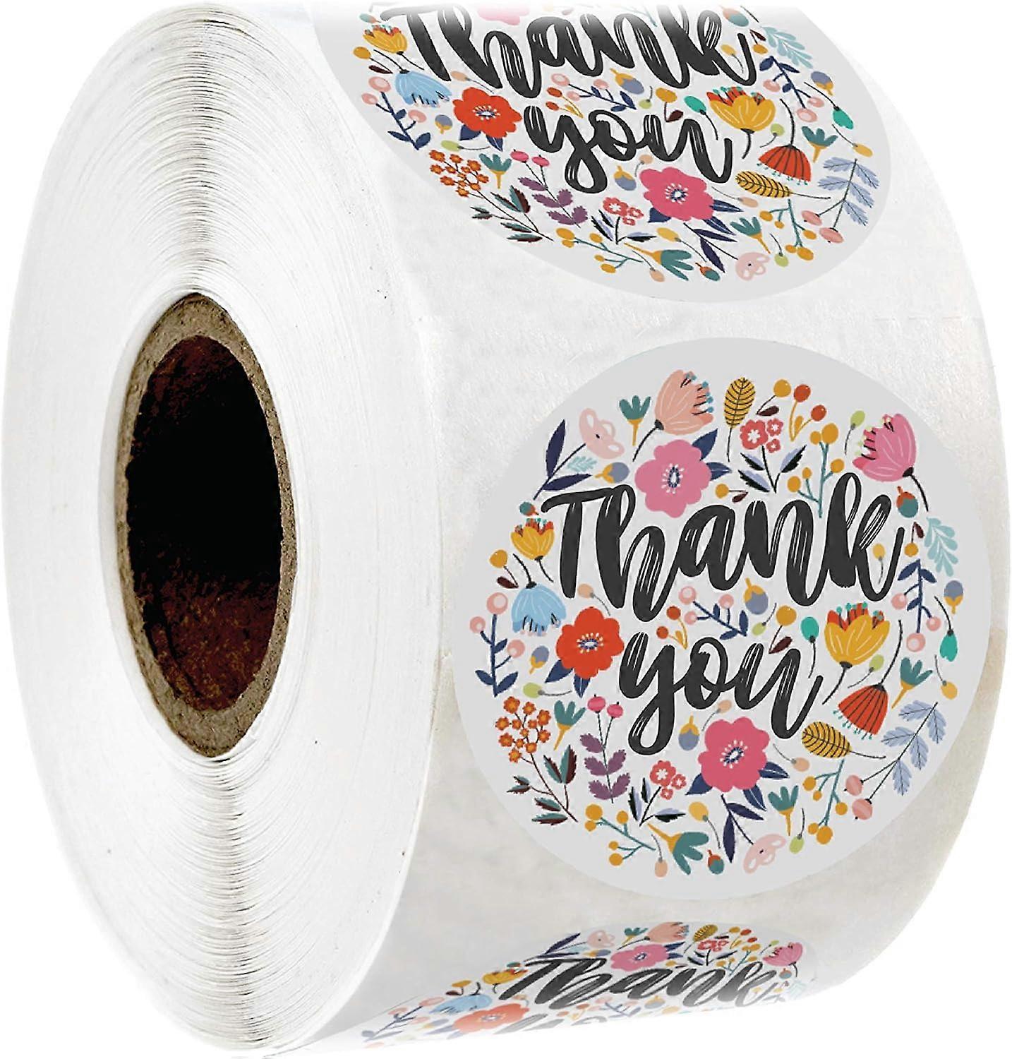 500 ευχαριστήρια αυτοκόλλητα 1» στρογγυλό πολύχρωμο σχέδιο λουλουδιών σε ρολό συνιστάται ιδιαίτερα για γενέθλια, γάμους, δώρα