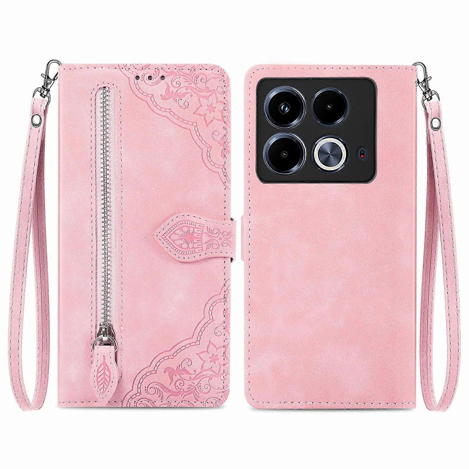 Flower Zipper Leather Case For Infinix Note 40