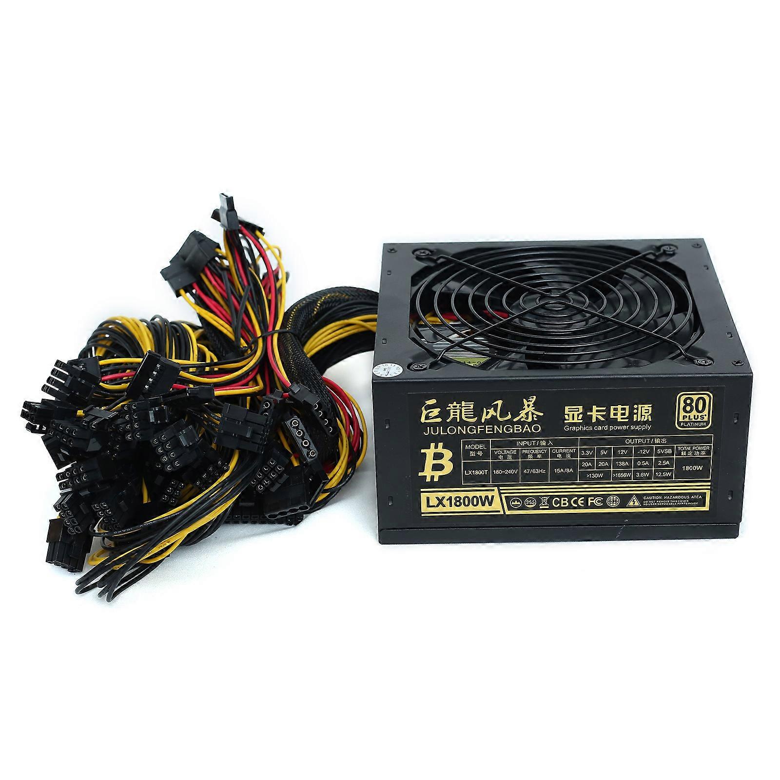 1800W Chassis Graphics Card Power Supply PC Power PSU Supports 8 GPU for Miner