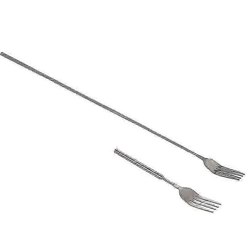 Retro Fork Bbq Telescopic Extendable Dinner Dessert Long Handle Fork Tableware