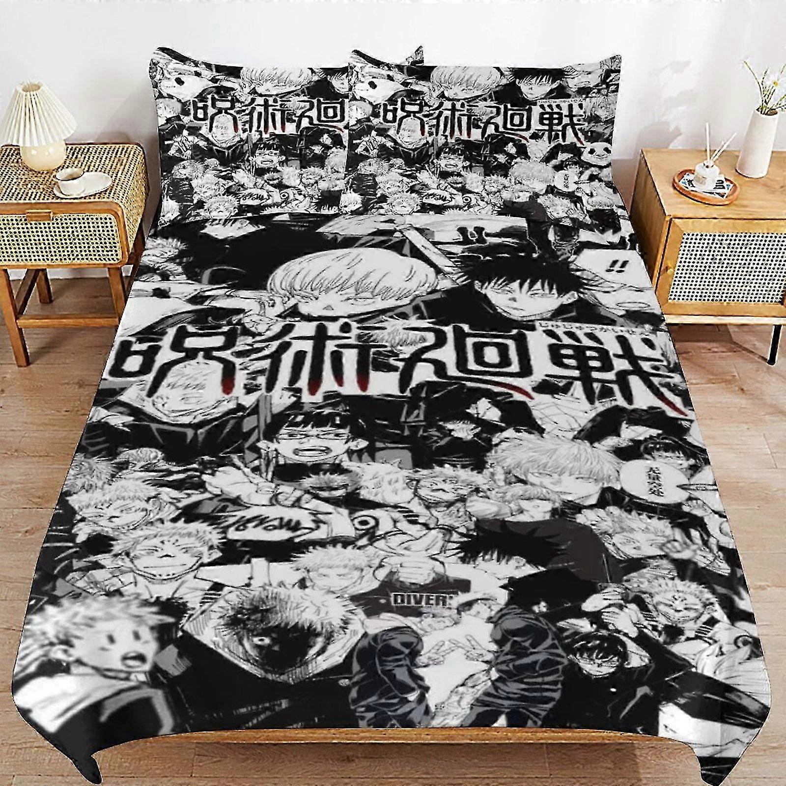 o1221 Lakanat Mukavat ja kevyet sarjakuvavuodevaatteet3-osainen setti, jossa on erikokoisia (1 pussilakana ja 2 tyynyliinaa) Sängyn kiilto