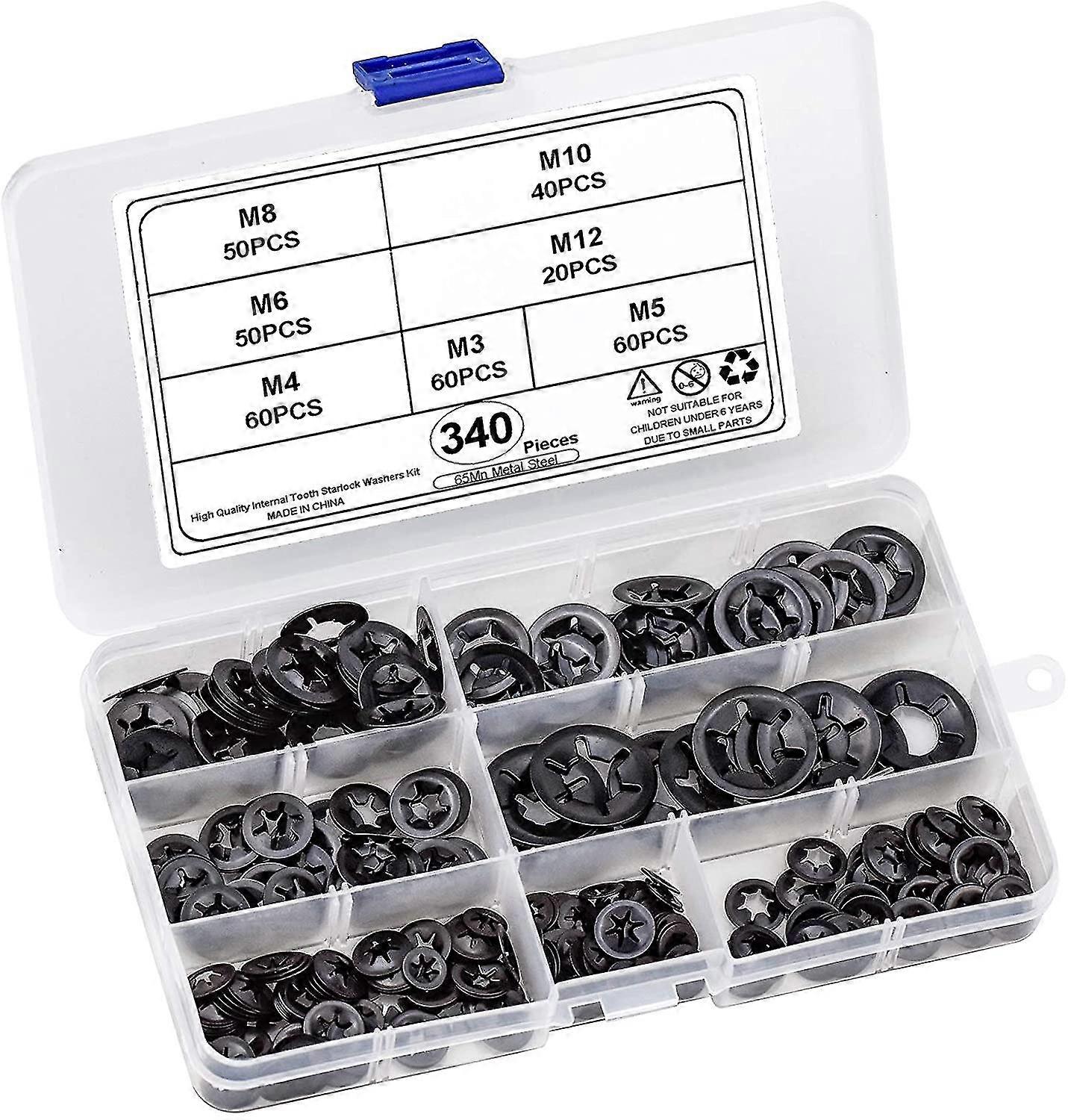340 Pcs Washers, Quick Lock Washers Speed Washers Clips Fasteners M3 M4 M5 M6