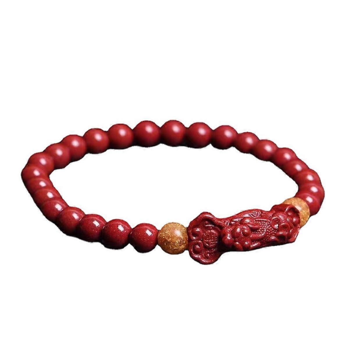 6mm Cinnabar Beads Bangle Pi Xiu Fortune Bracelet for Women's Zodiac Year of Birth