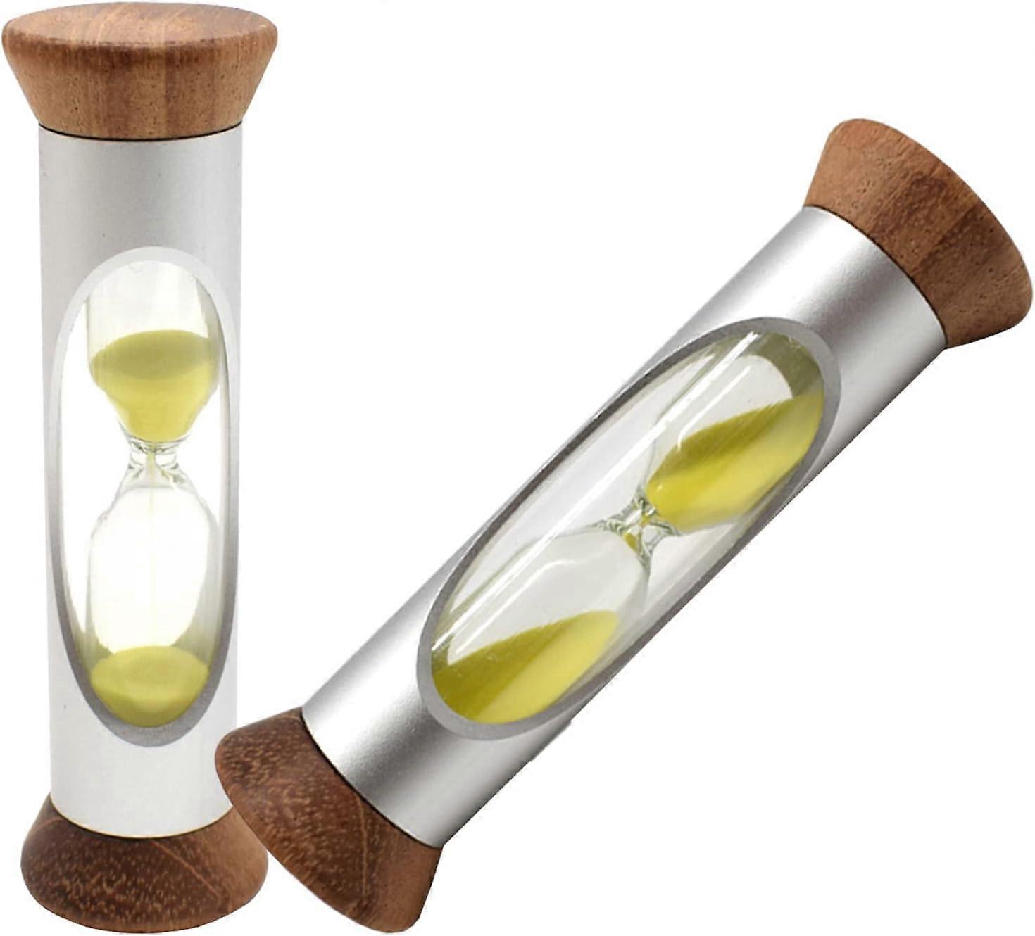 2PCS Hourglass 3 Minutes Wood Hourglass Timer Anti-Fall Brushing Teeth Kids for Home Kitchen Games Decoration Gifts