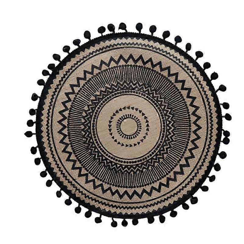 Elosung Bohemian Round Woven | Set Of 5 With Fringe Design Placemats