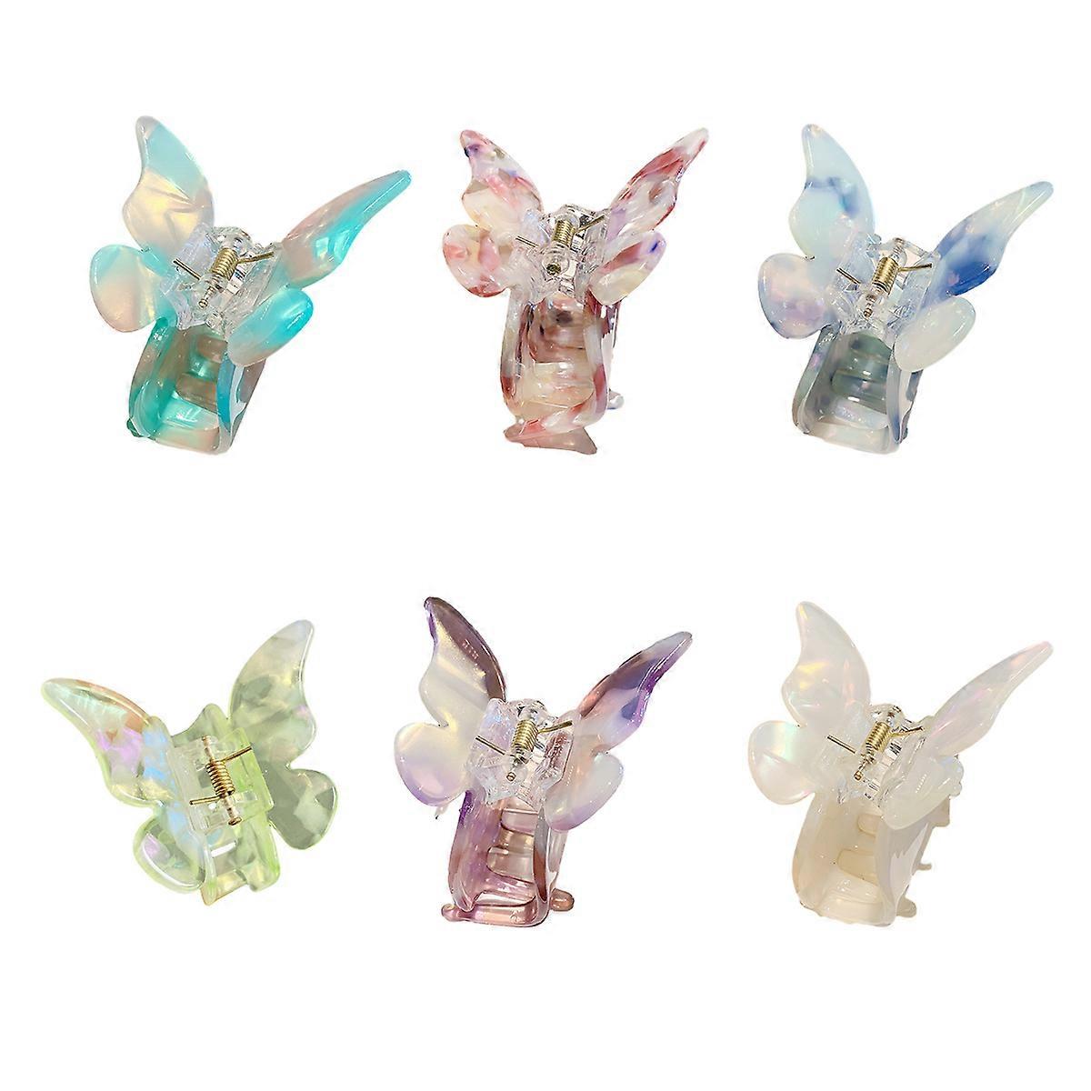 6-Pack Butterfly Tortoise Shell Hair Claw Clips