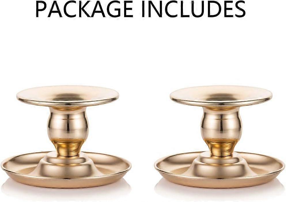 2 pieces of gold brass candle holder Metal suitable for candle holders and pillar candles for showcase and fireplace