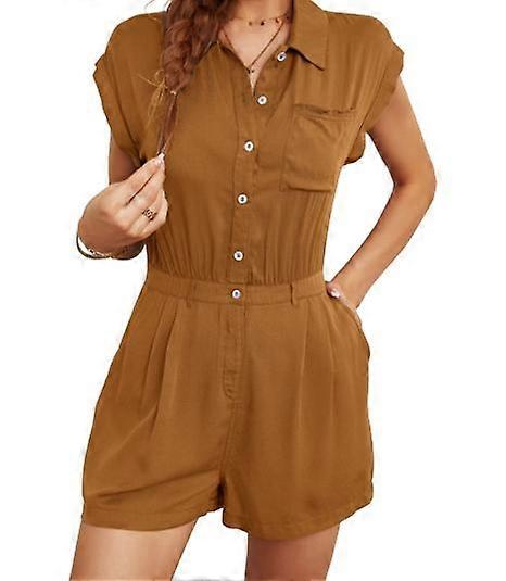 Summer solid color waist-skimming jumpsuit