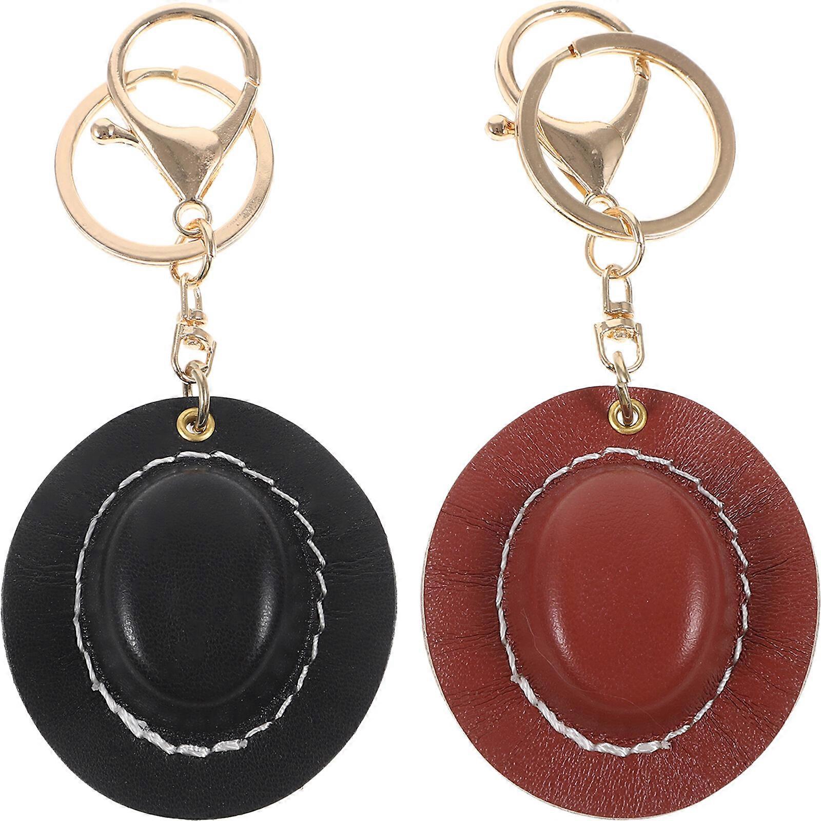 2pcs Mini Western Hat Keychains Backpack Key Chain Purse Decorative Pendants Keychains