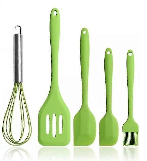 Silicone Cookware Set, Silicone Spatula Diy Baking Tools Set Spatula Set Cake Tools (green) (5pcs)