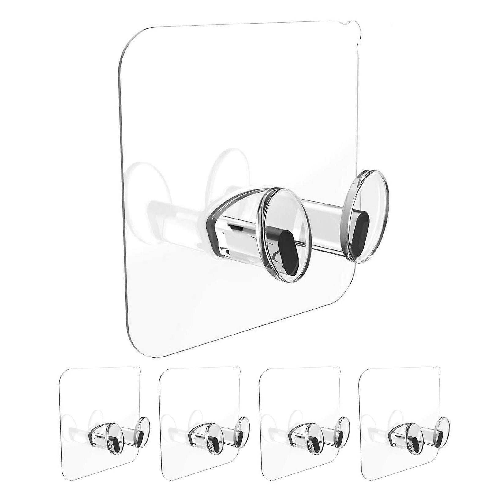 5Pcs/Set Wall Hook Waterproof Strong Viscosity Transparent Multifunctional Sticking Hook for Bedroom