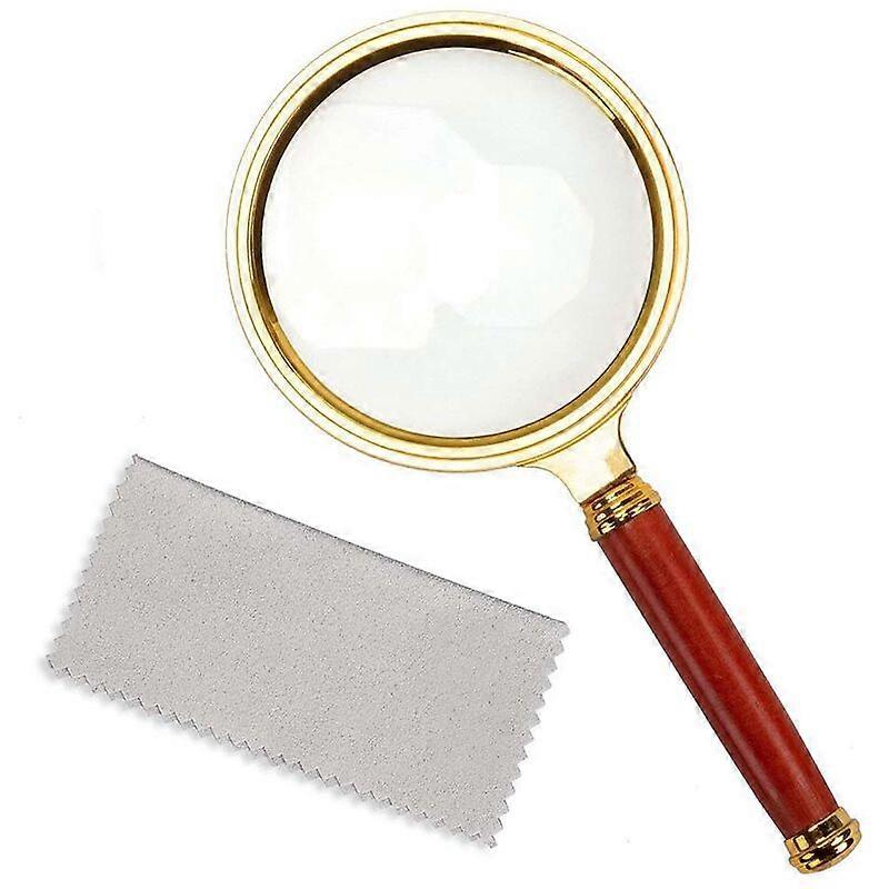 10X Pocket Magnifier with Antique Mahogany Handle Reading Magnifier Magnifier for Reading Book, Inspection, Coins, Bugs, Rocks, Map, Crossword