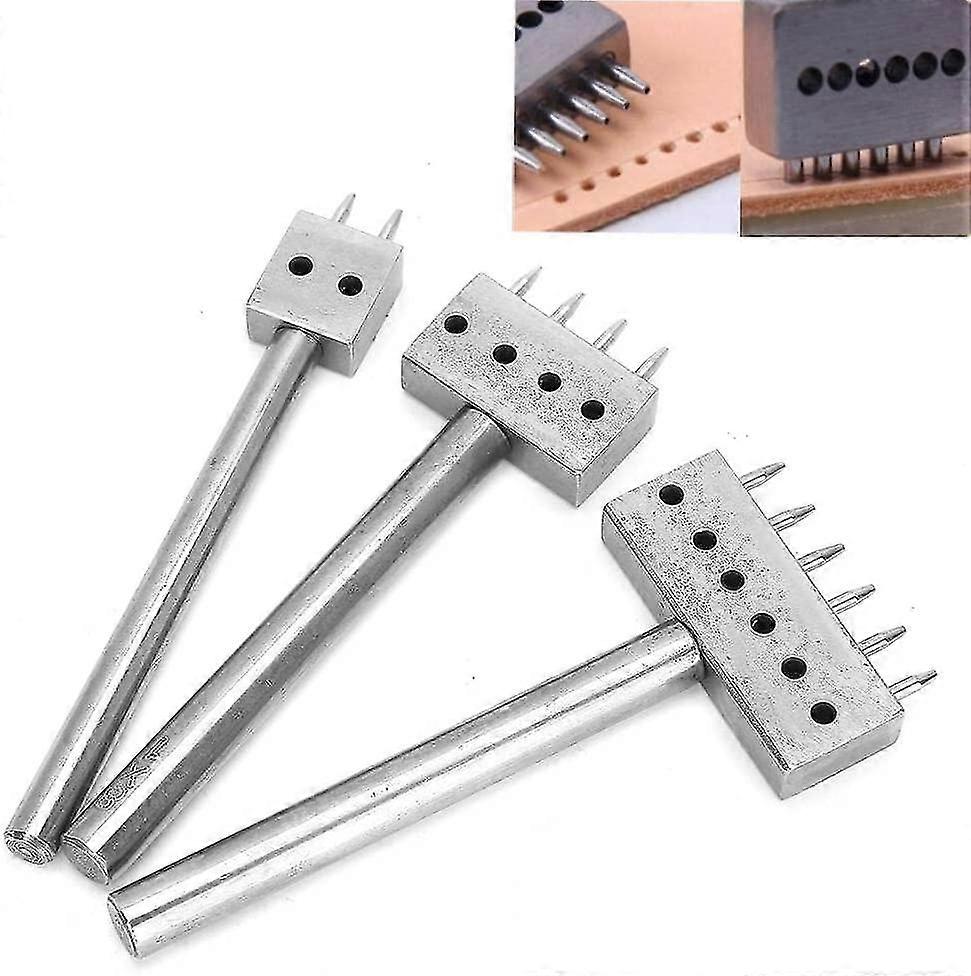 3pcs Profession Leather Hole Punch Tools Cutting Stitch For Wallet Belt Spacing Punch Tool Diy Leather Craft Hole Punching Set Belt Hole Puncher(6mm P