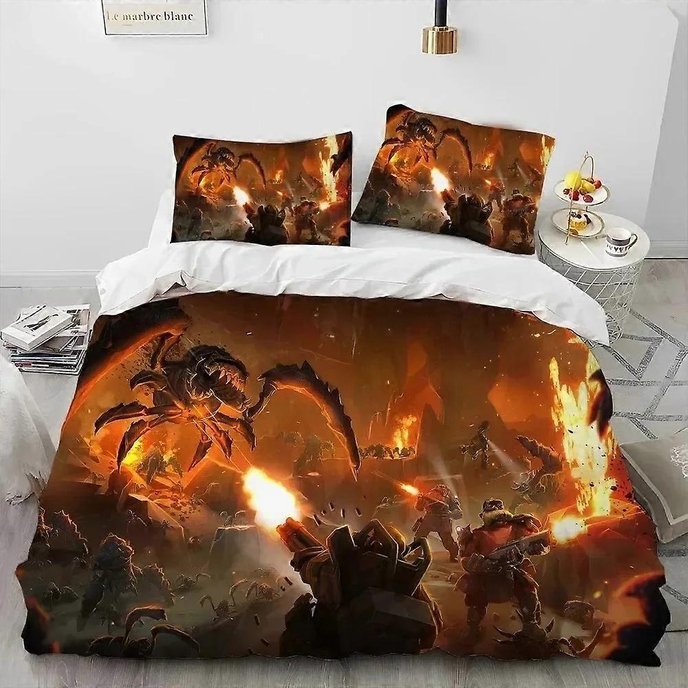 f1583 Lakan Deep Rock Galactic Game DRG Sängkläder Set Påslakan Påslakan Örngott Täcke Täcke King Queen Size Pojkar VuxenLakan R