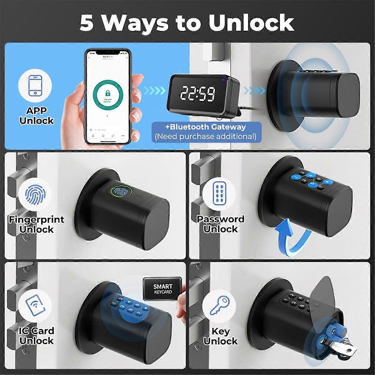 Intelligent Door Locks Bluetooth Fingerprint Lock Cord Code Swipe Door Lock Household APP Smart European Door Lock