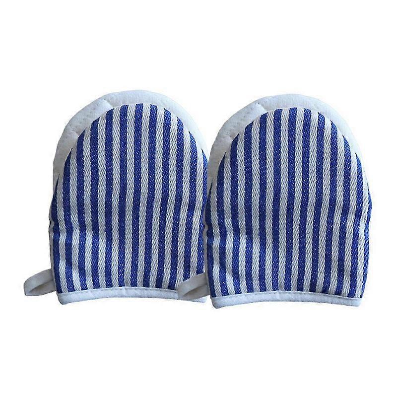 Gestreiftes Muster Entenschnabel Mikrowellenherd Handschuhe zum Backen, Isolierung Handschuhe, Ofenmit, blau
