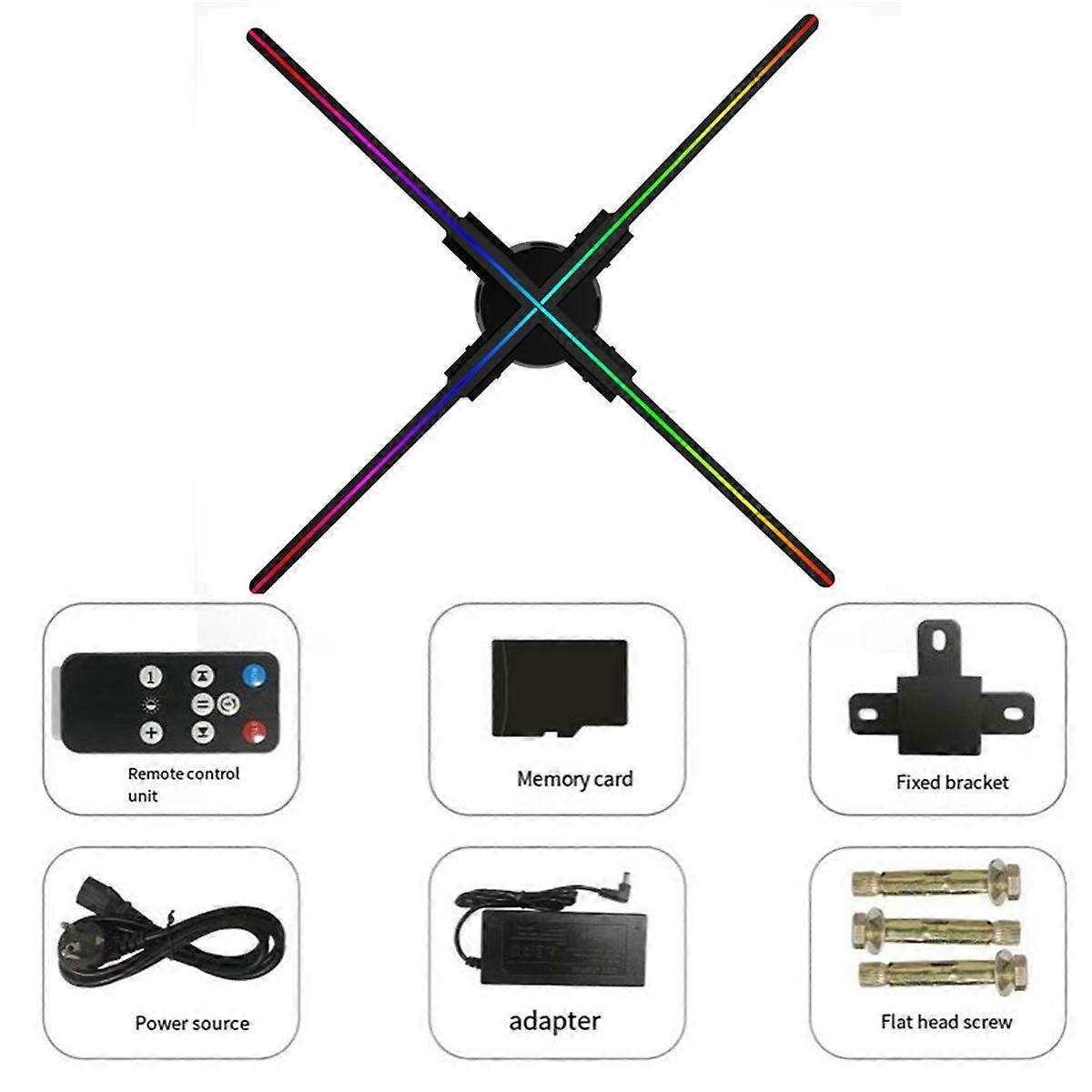 3D Holographic Projector APP Control 720LED Holographic Player Fan for Image Video Store Advertising Display UK Plug