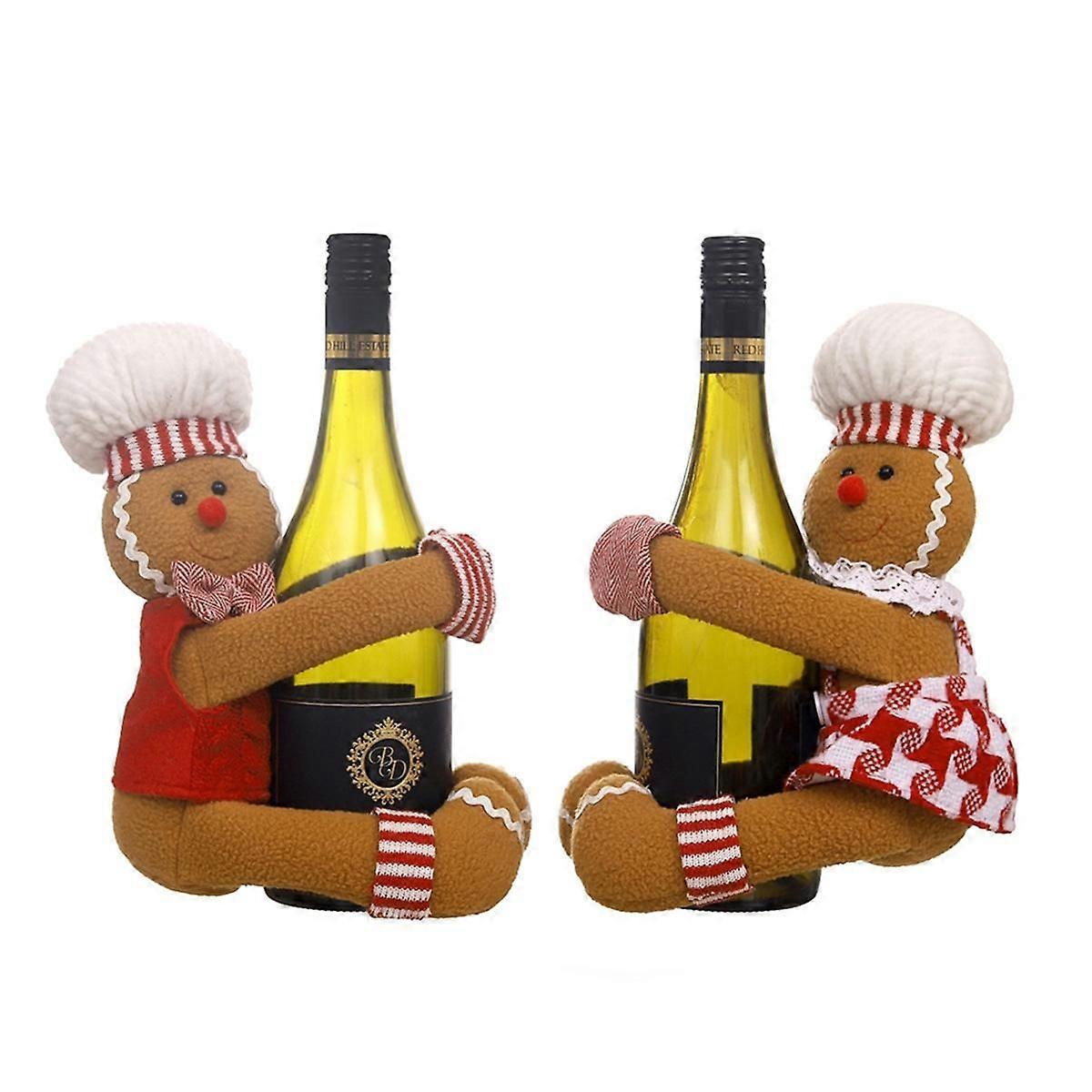 2PCS Gingerbread Christmas Decorations, Gingerbread for Christmas Tree Wine Bottle Curtain Ornament