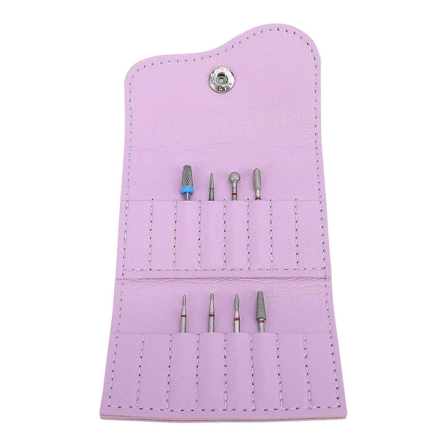 Manicure Grinding Bits Storage Bag Set Nail Drill Bits Storage PU Leather Case Portable Multi Layer 
