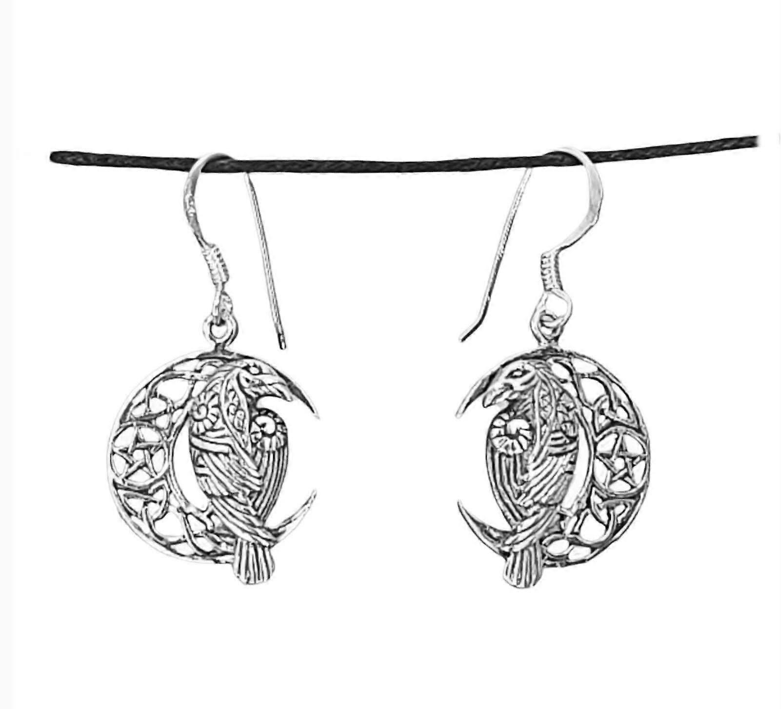 Earring 22 Raven in the Moon - Silver